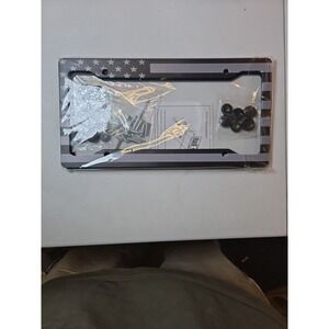 Grey And Black American Flag ABS License Plate Frames With Hardware Included